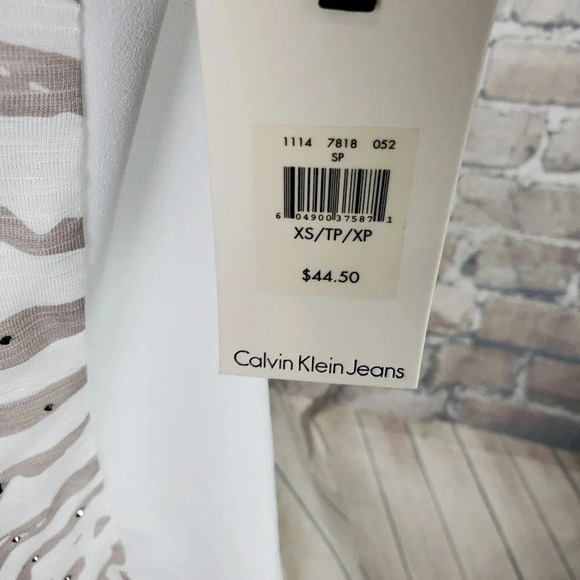 Calvin Klein Dressy Tank Crystal Accents  Zebra XS - Picture 9 of 11